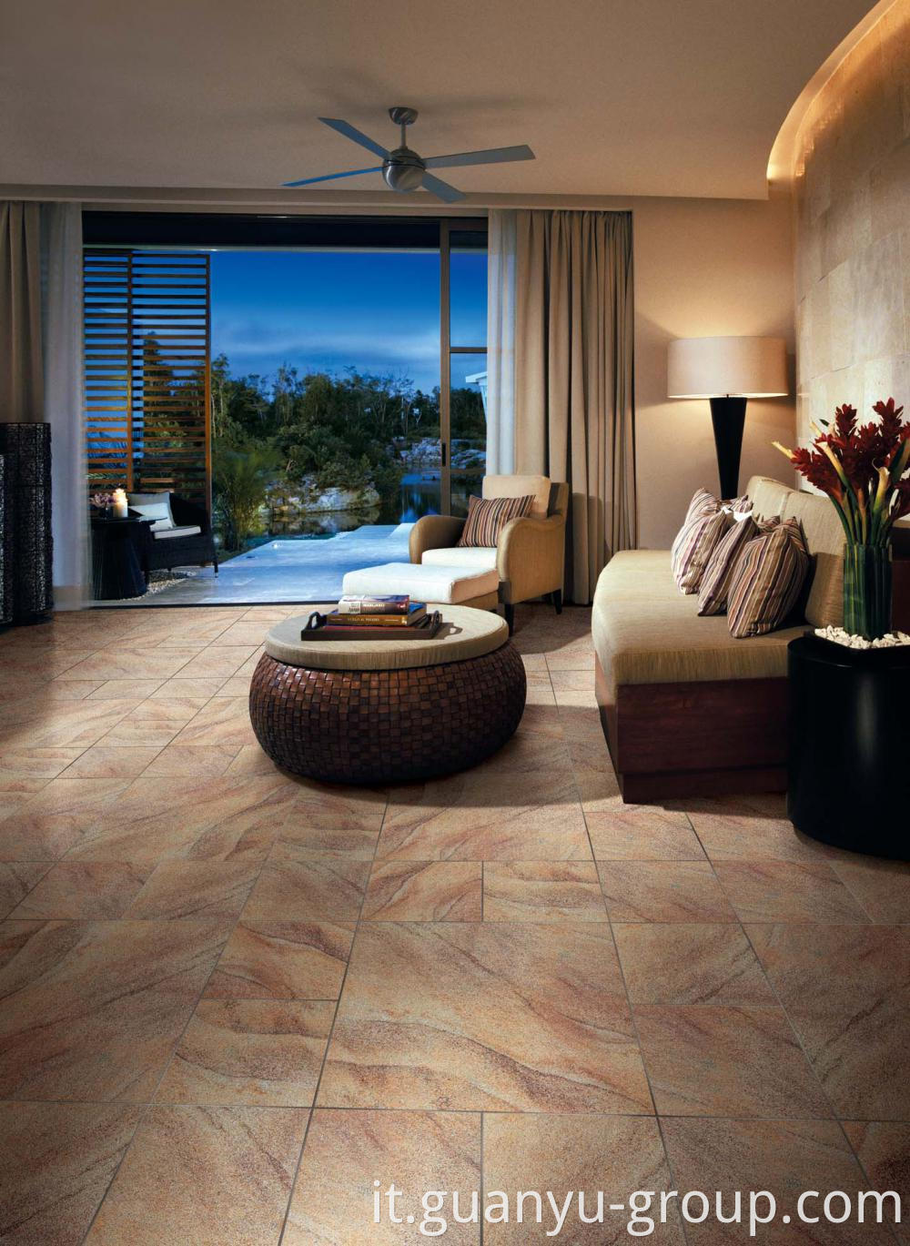 Beige Semi-Polished Finish Porcelain Tile